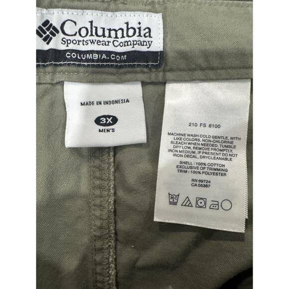 Columbia PFG Cargo Fishing Shorts Men’s 3X Green Cotton Mesh Pockets Belted 5 in - Picture 7 of 8